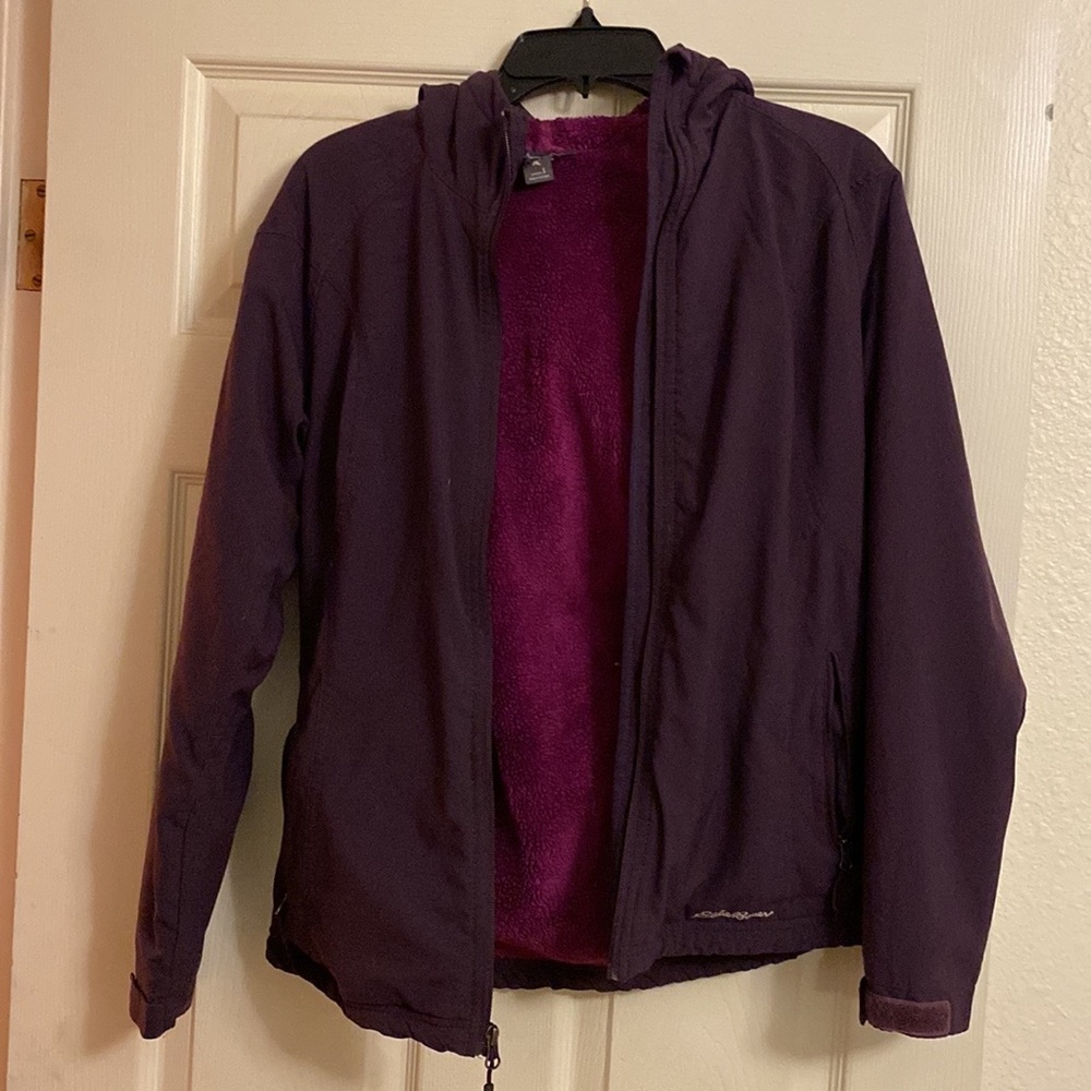 Eddie Bauer maroon fleece lined jacket